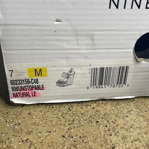 Nine West Unstopable Leather and Grass Wrapped Wedge Sandals 7 - Picture 6 of 12